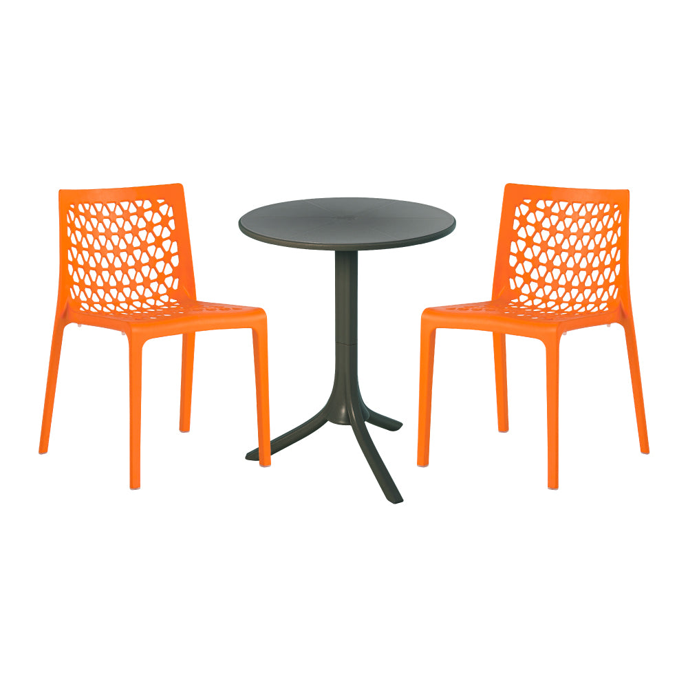 Lagoon Seattle 3-Piece Outdoor Bistro Set – Side Table with 2 Milan Dining Chairs for Balcony & Patio