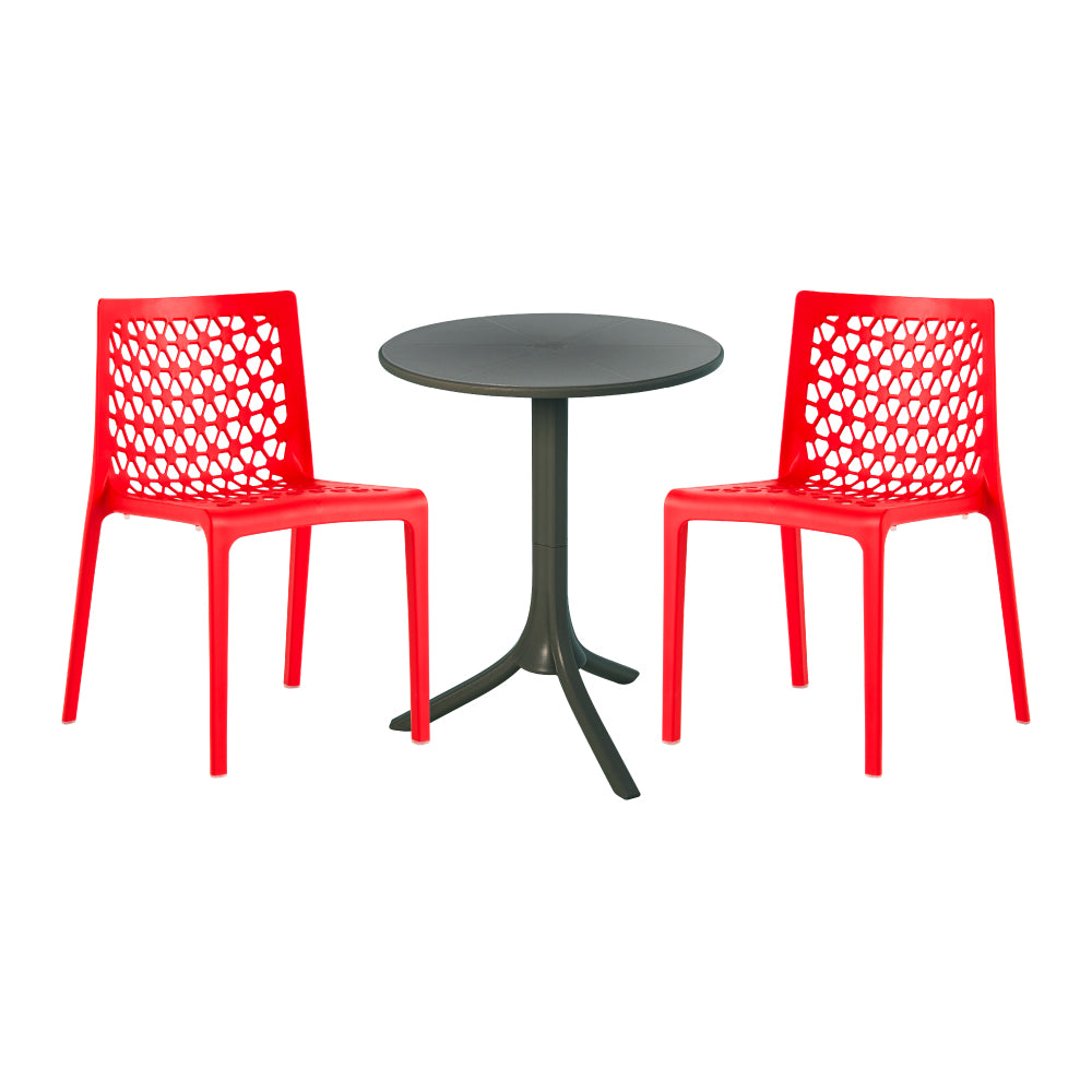 Lagoon Seattle 3-Piece Outdoor Bistro Set – Side Table with 2 Milan Dining Chairs for Balcony & Patio