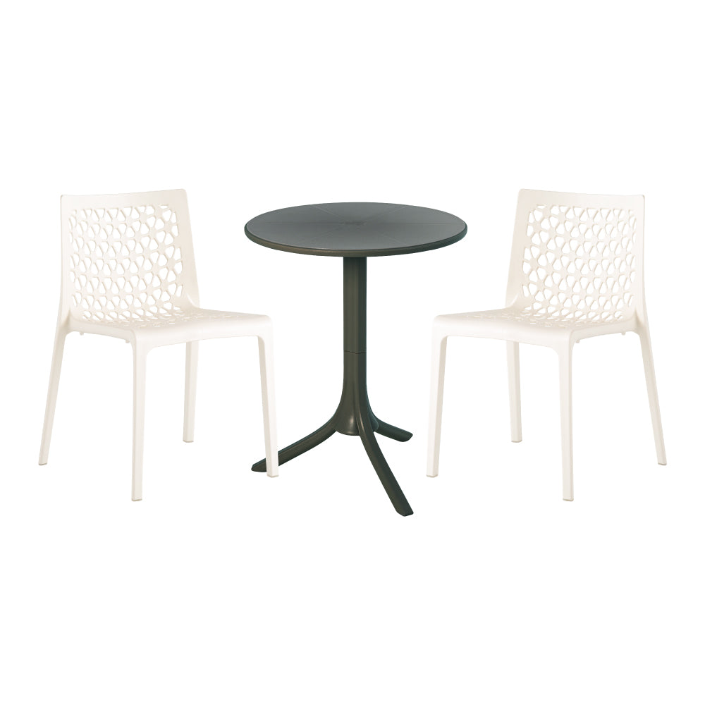 Lagoon Seattle 3-Piece Outdoor Bistro Set – Side Table with 2 Milan Dining Chairs for Balcony & Patio