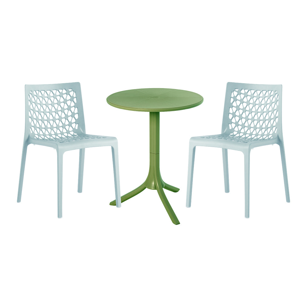 Lagoon Seattle 3-Piece Outdoor Bistro Set – Side Table with 2 Milan Dining Chairs for Balcony & Patio