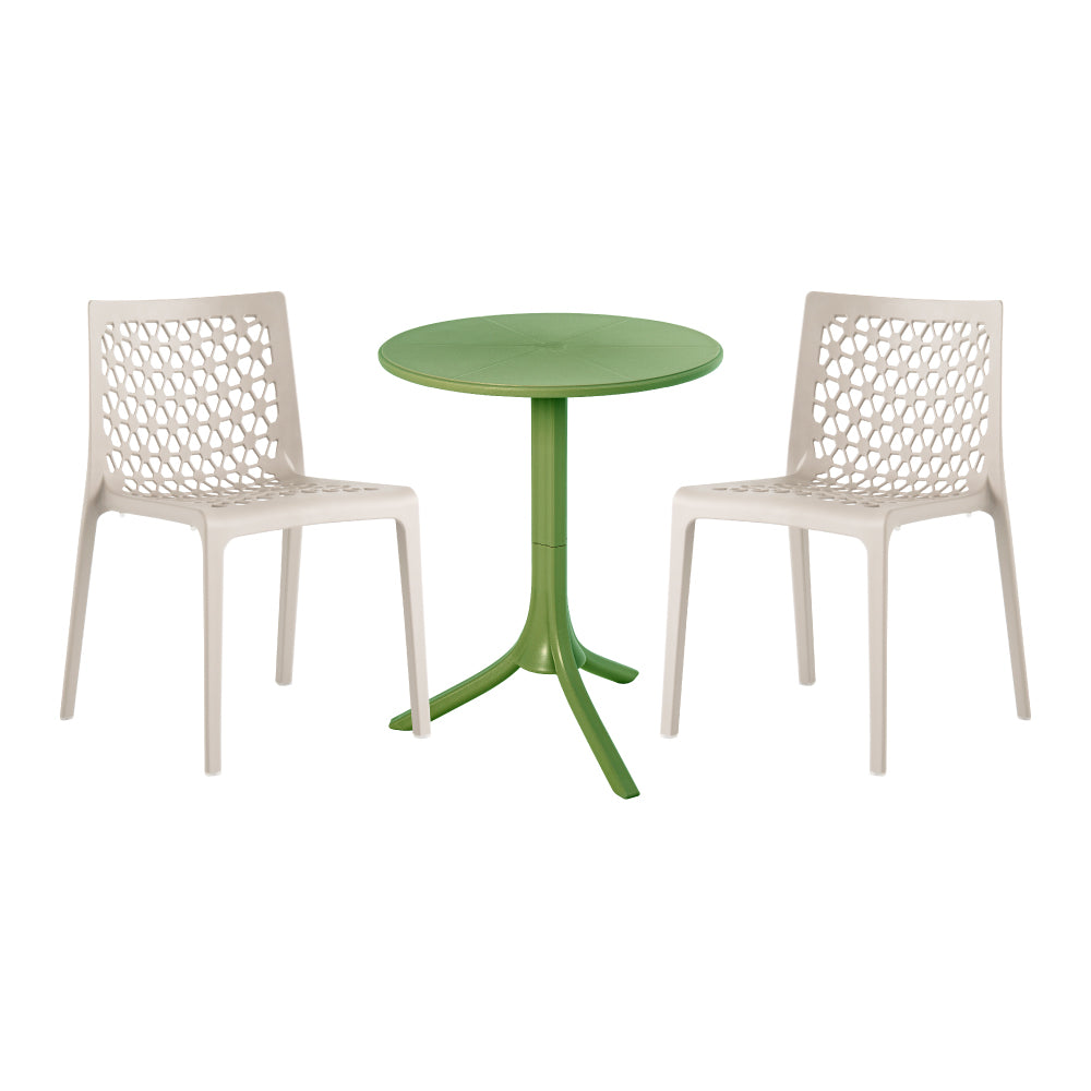 Lagoon Seattle 3-Piece Outdoor Bistro Set – Side Table with 2 Milan Dining Chairs for Balcony & Patio