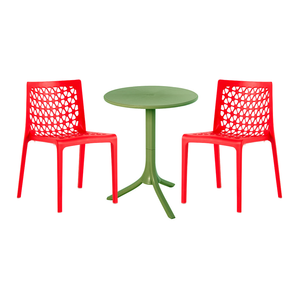 Lagoon Seattle 3-Piece Outdoor Bistro Set – Side Table with 2 Milan Dining Chairs for Balcony & Patio