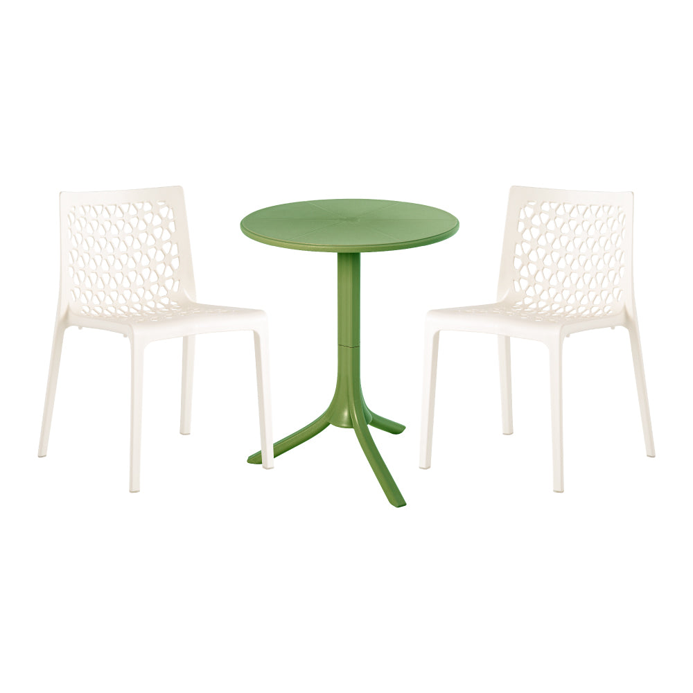 Lagoon Seattle 3-Piece Outdoor Bistro Set – Side Table with 2 Milan Dining Chairs for Balcony & Patio