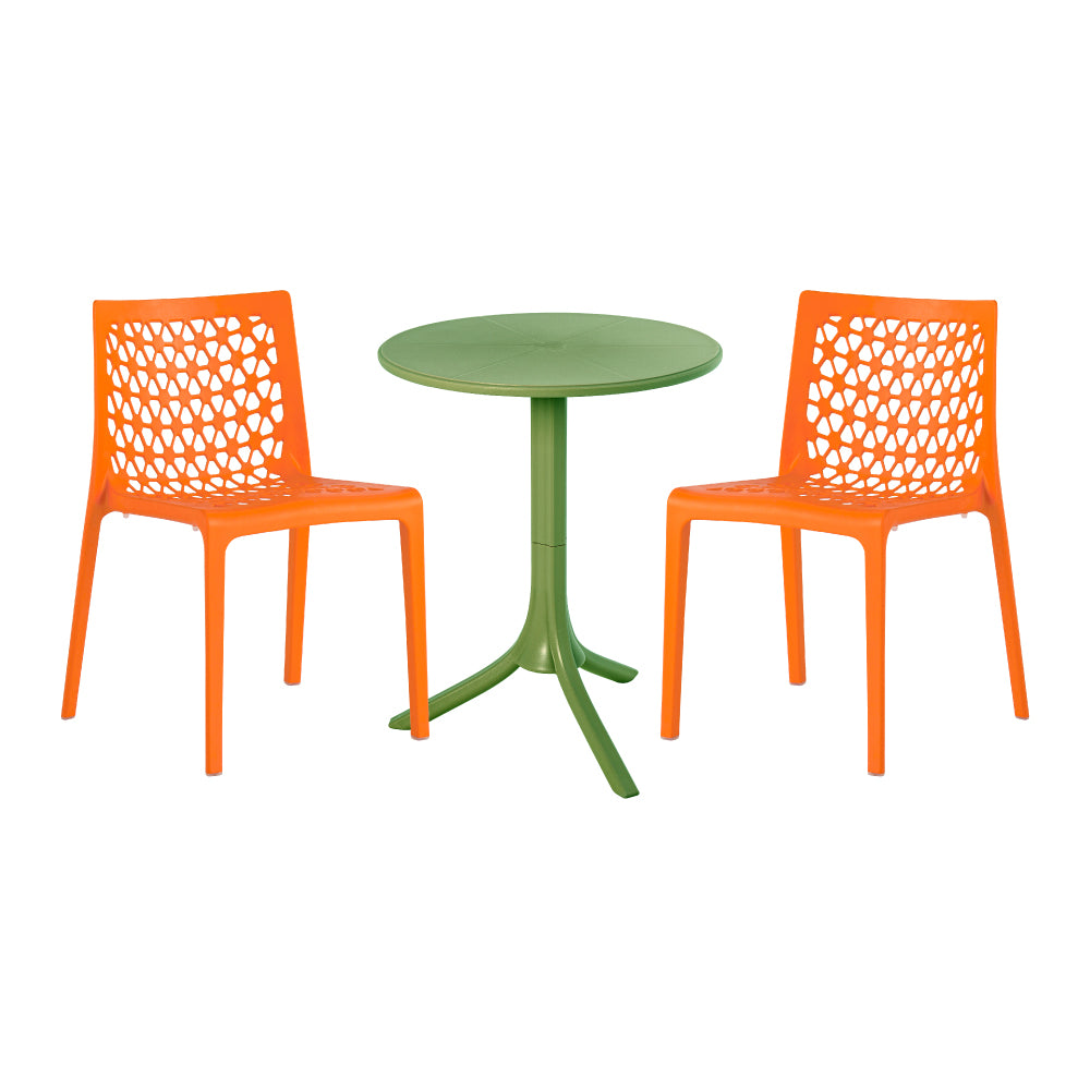Lagoon Seattle 3-Piece Outdoor Bistro Set – Side Table with 2 Milan Dining Chairs for Balcony & Patio