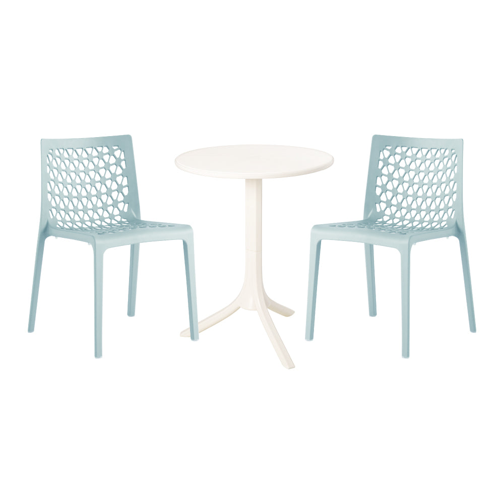 Lagoon Seattle 3-Piece Outdoor Bistro Set – Side Table with 2 Milan Dining Chairs for Balcony & Patio