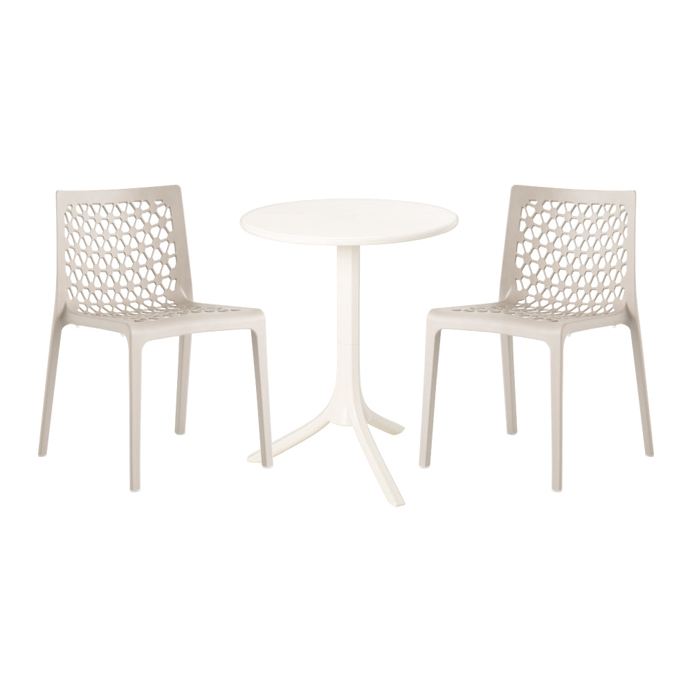 Lagoon Seattle 3-Piece Outdoor Bistro Set – Side Table with 2 Milan Dining Chairs for Balcony & Patio