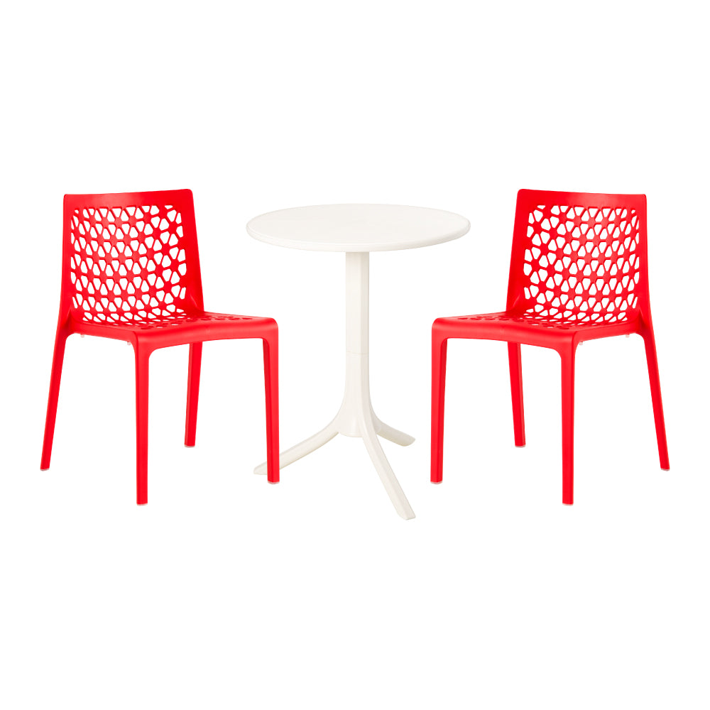 Lagoon Seattle 3-Piece Outdoor Bistro Set – Side Table with 2 Milan Dining Chairs for Balcony & Patio