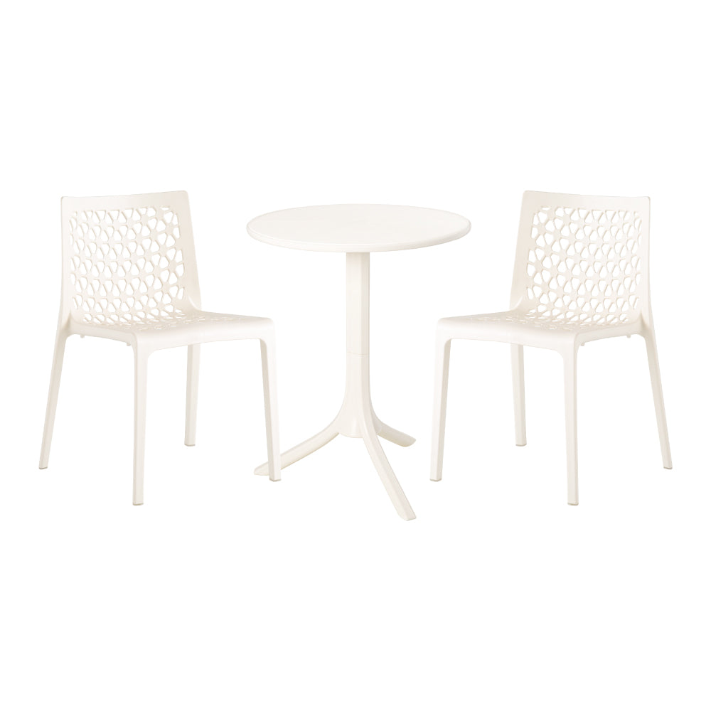 Lagoon Seattle 3-Piece Outdoor Bistro Set – Side Table with 2 Milan Dining Chairs for Balcony & Patio