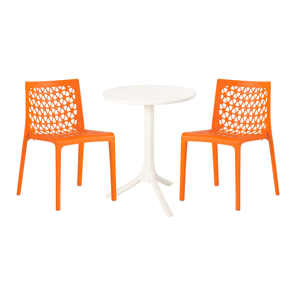 Lagoon Seattle 3-Piece Outdoor Bistro Set – Side Table with 2 Milan Dining Chairs for Balcony & Patio