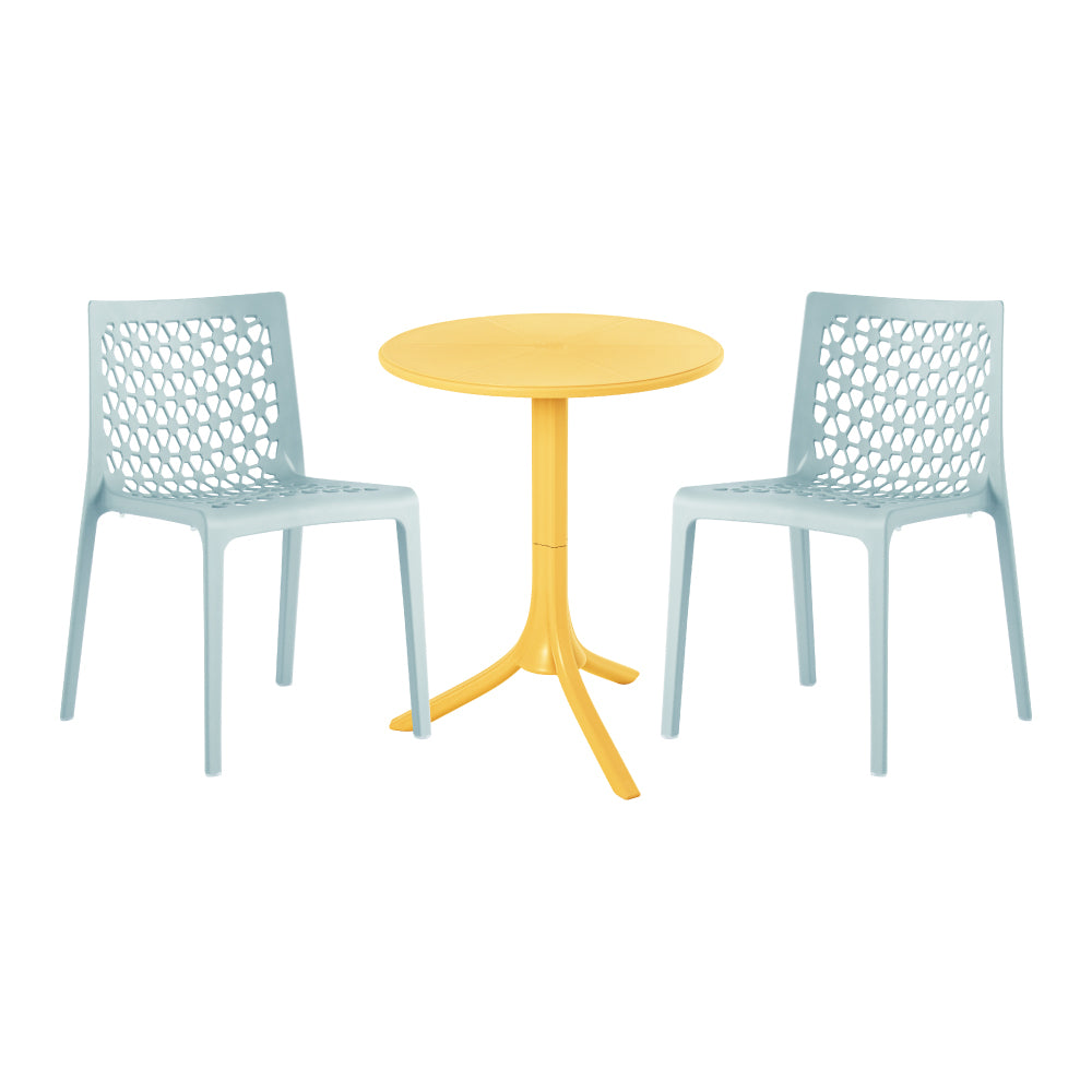 Lagoon Seattle 3-Piece Outdoor Bistro Set – Side Table with 2 Milan Dining Chairs for Balcony & Patio