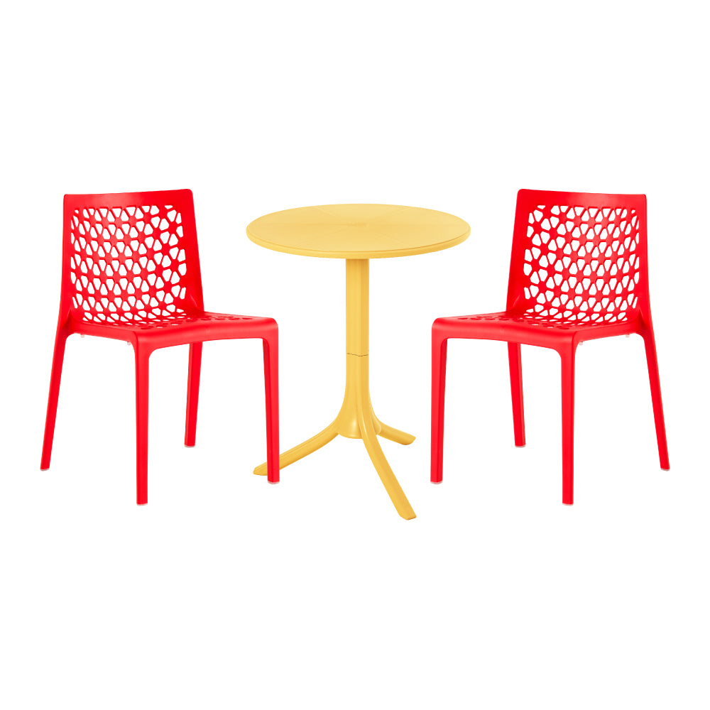 Lagoon Seattle 3-Piece Outdoor Bistro Set – Side Table with 2 Milan Dining Chairs for Balcony & Patio