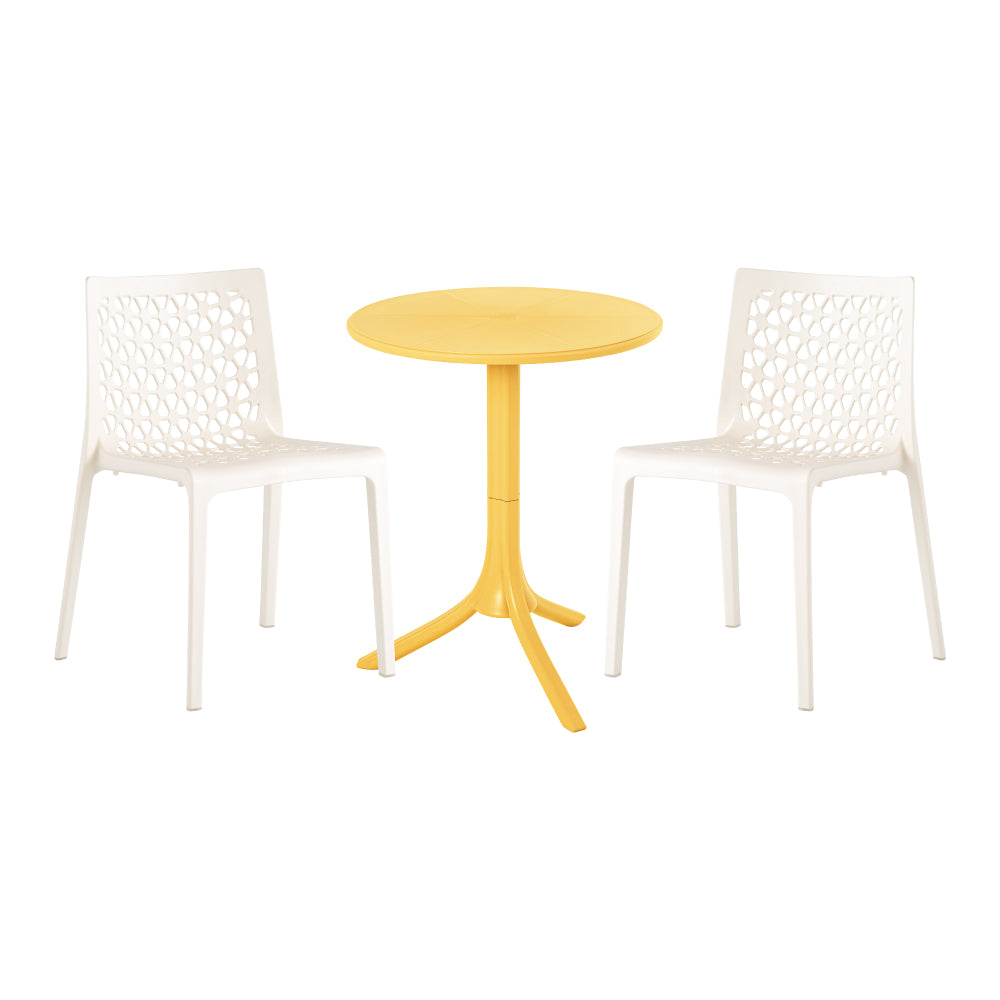 Lagoon Seattle 3-Piece Outdoor Bistro Set – Side Table with 2 Milan Dining Chairs for Balcony & Patio