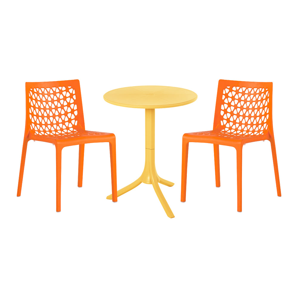 Lagoon Seattle 3-Piece Outdoor Bistro Set – Side Table with 2 Milan Dining Chairs for Balcony & Patio