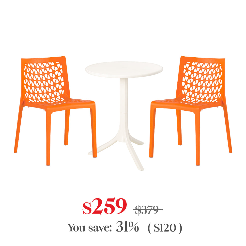 SEATTLE Side Table+2Milan dining chairs