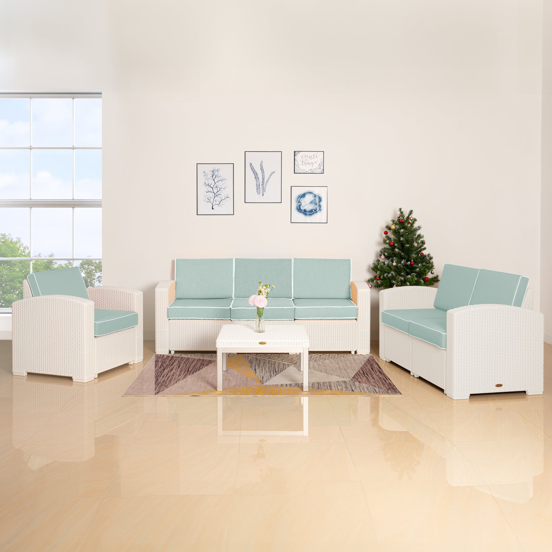 Lagoon MAGNOLIA 4 pcs Patio Furniture Set with Blue Cushions