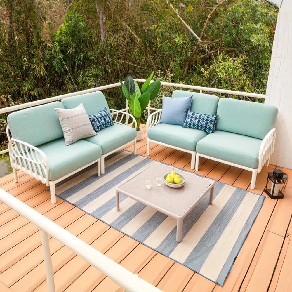 Outdoor sectional with white cushions hot sale