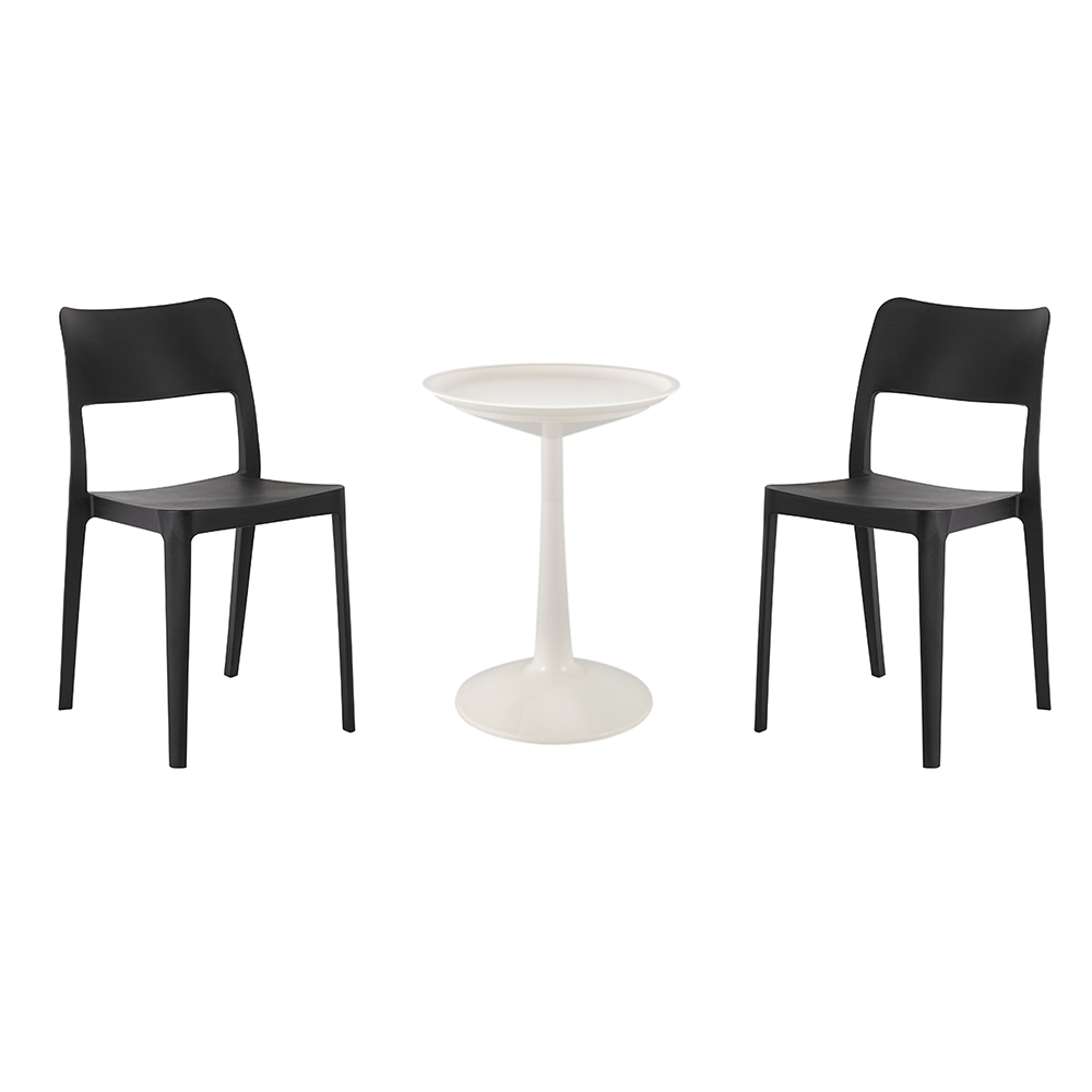 Lagoon Sprout 3-Piece Balcony Bistro Set – Side Table with 2 La Vie Dining Chairs