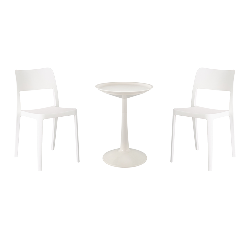 Lagoon Sprout 3-Piece Balcony Bistro Set – Side Table with 2 La Vie Dining Chairs