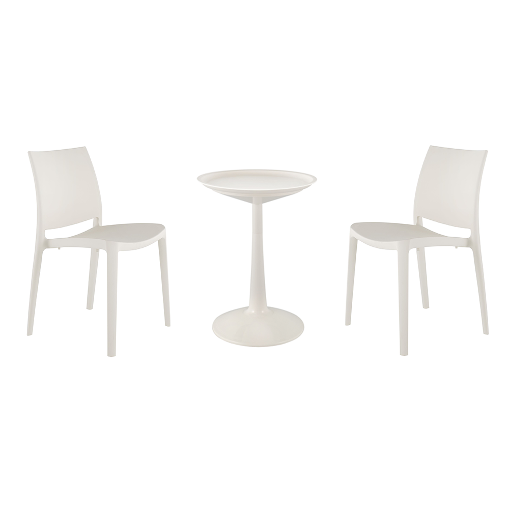 Lagoon Sprout 3-Piece Balcony Bistro Set – Side Table with 2 Sensilla Dining Chairs