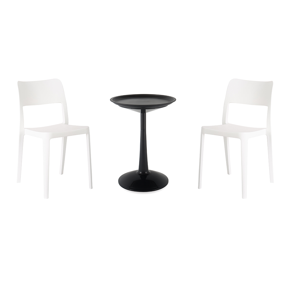 Lagoon Sprout 3-Piece Balcony Bistro Set – Side Table with 2 La Vie Dining Chairs
