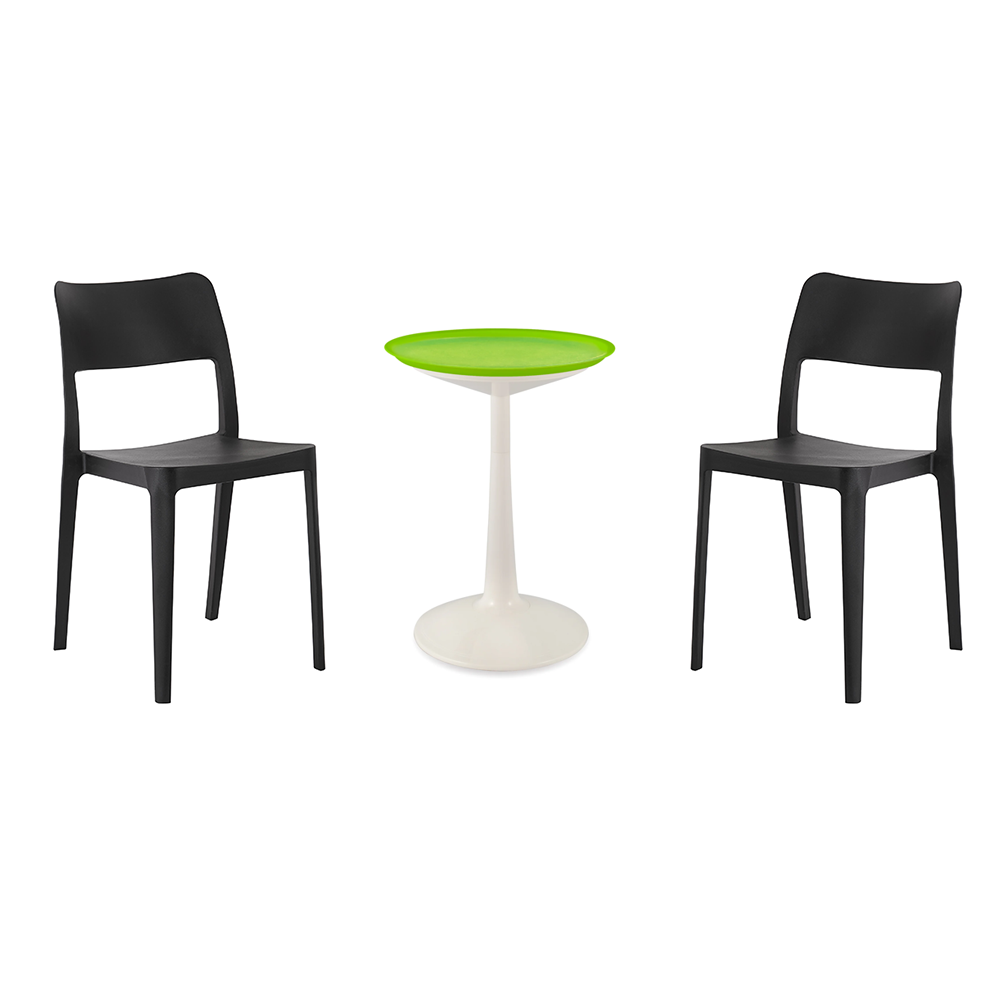 Lagoon Sprout 3-Piece Balcony Bistro Set – Side Table with 2 La Vie Dining Chairs
