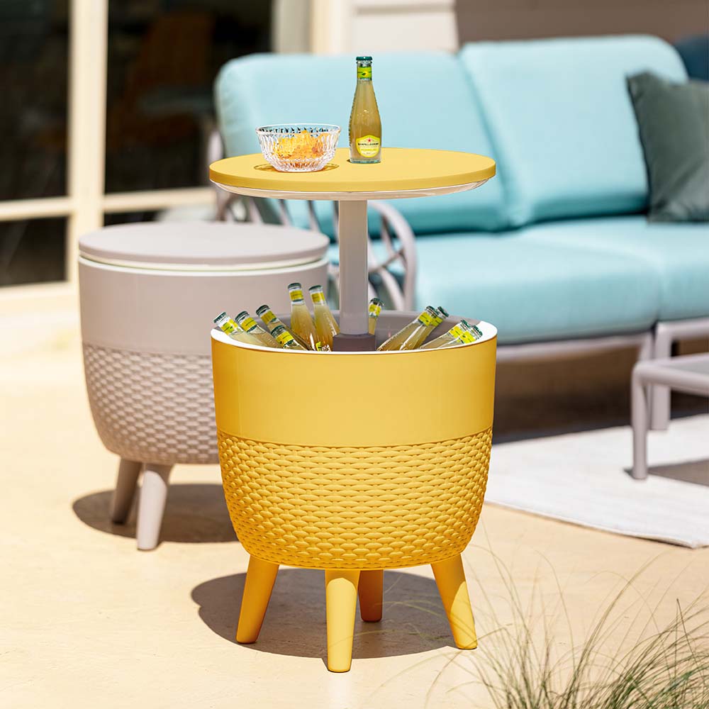Lagoon Cancun 3-in-1 Outdoor Cooler Table – Adjustable Patio Bar, Cocktail & Coffee Table