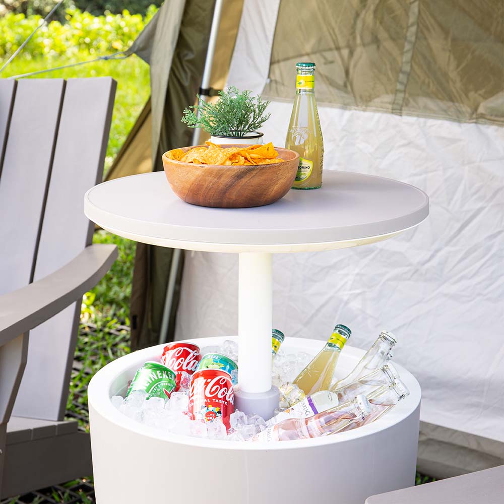Lagoon Cancun 3-in-1 Outdoor Cooler Table – Adjustable Patio Bar, Cocktail & Coffee Table