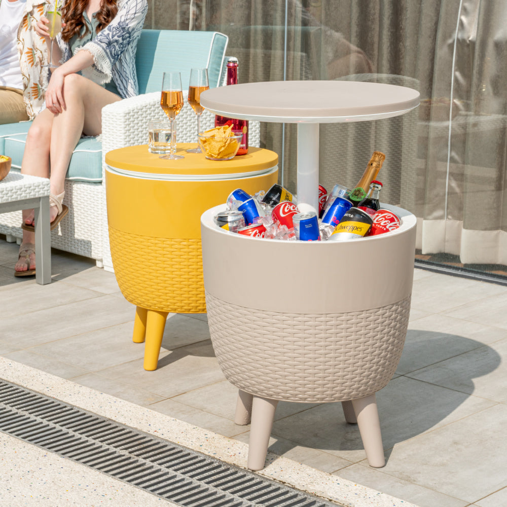 Lagoon Cancun 3-in-1 Outdoor Cooler Table – Adjustable Patio Bar, Cocktail & Coffee Table
