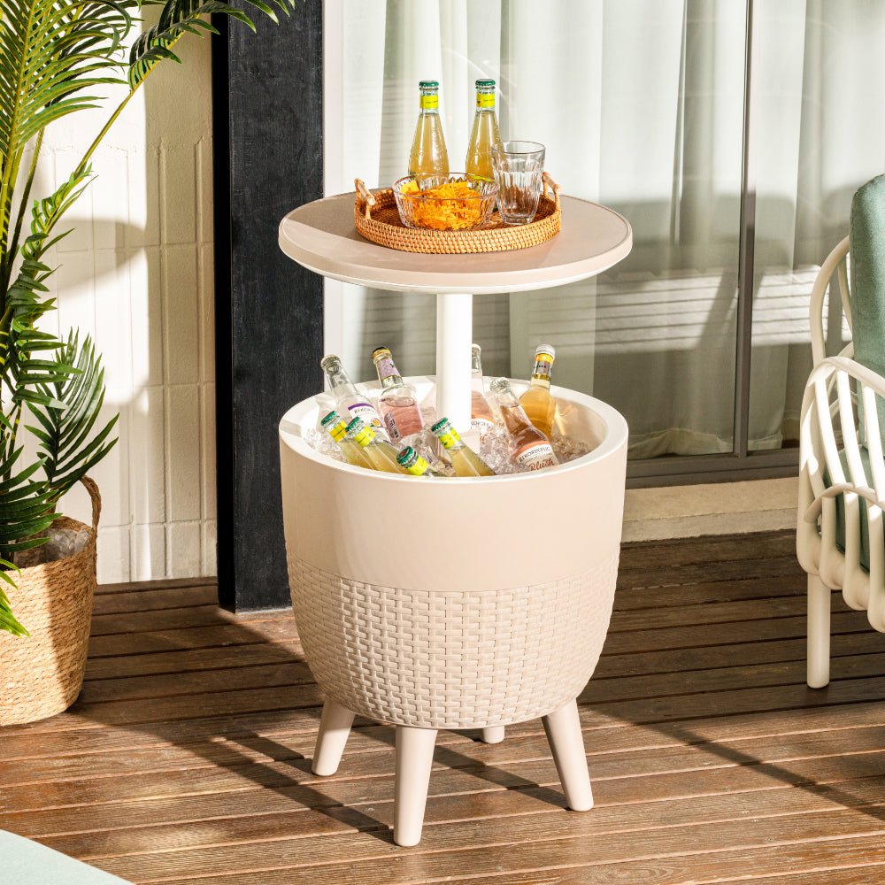 Lagoon Cancun 3-in-1 Outdoor Cooler Table – Adjustable Patio Bar, Cocktail & Coffee Table