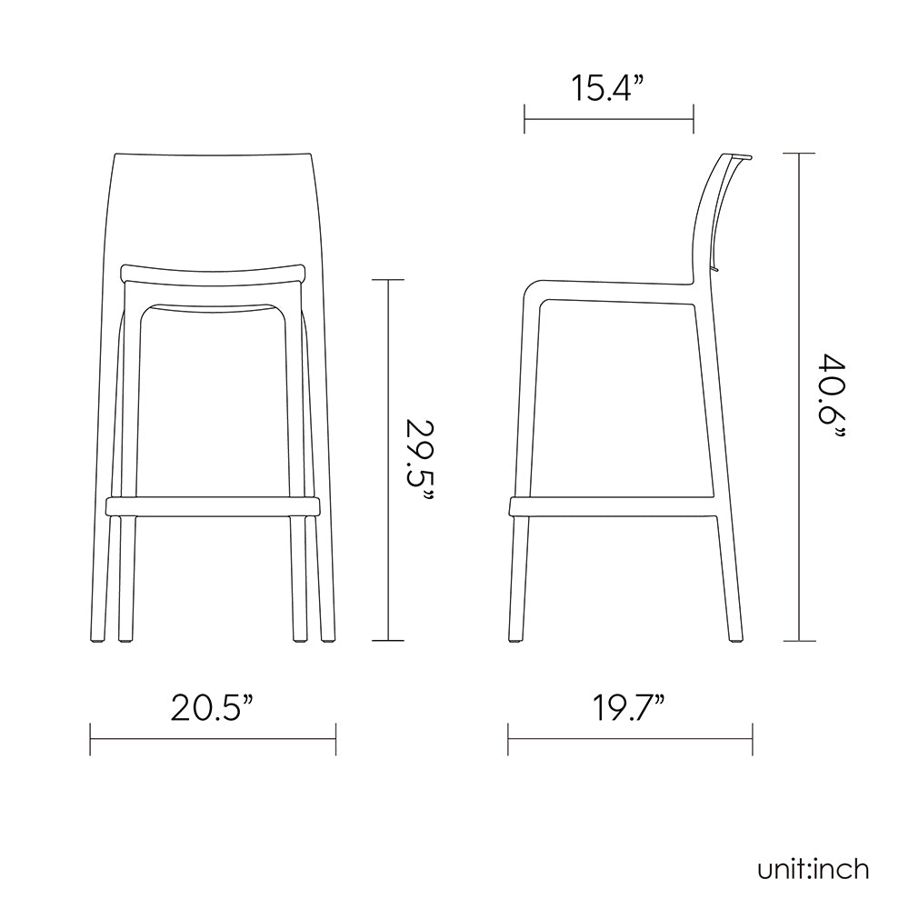 Lagoon SENSILLA 7211B Stackable Bar Stool - 2 pcs / set