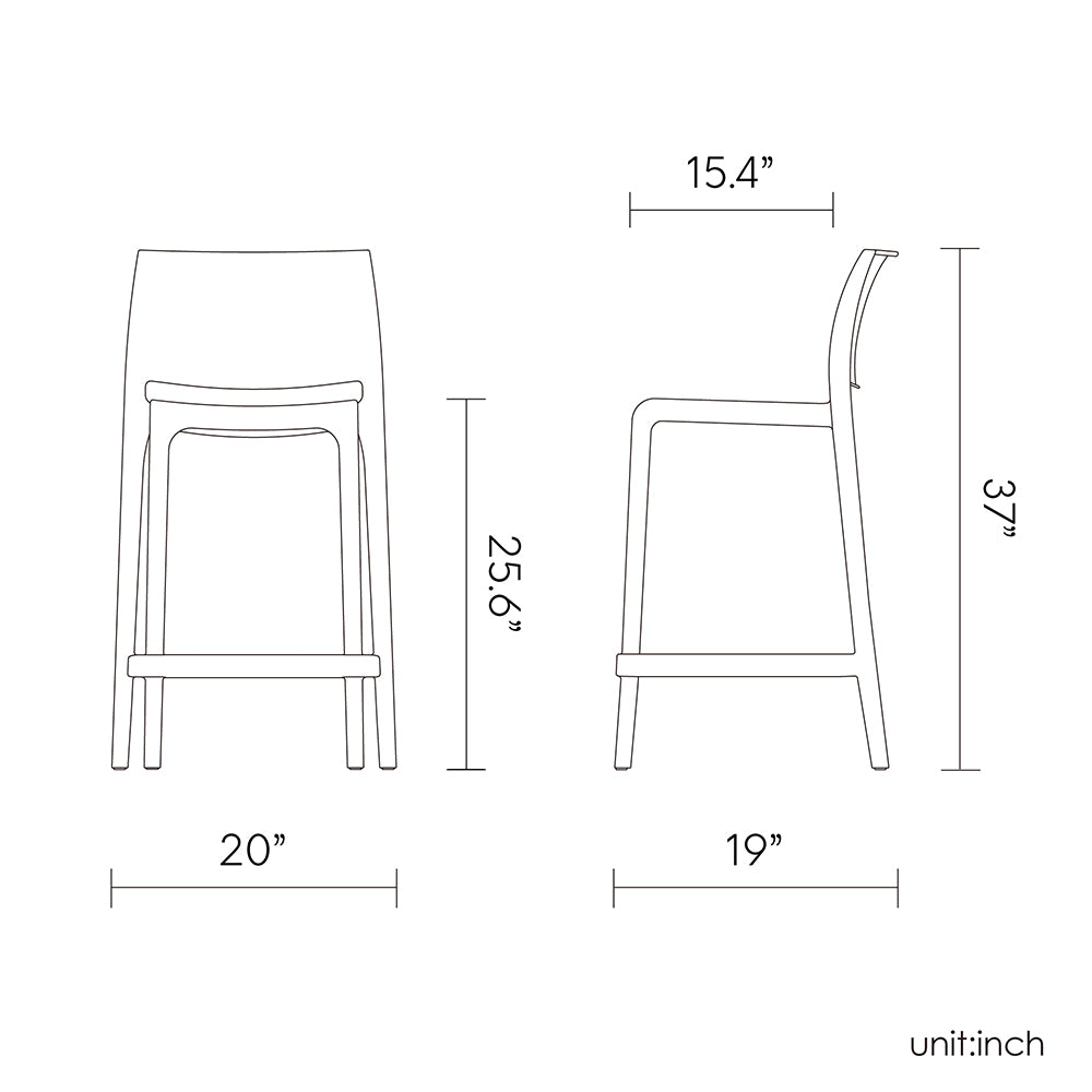 Lagoon SENSILLA 7211C Stackable Counter Stool - 2 pcs / set