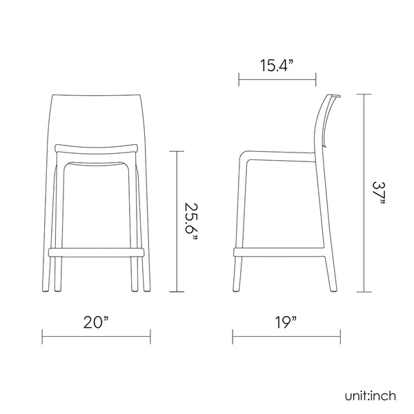 Lagoon SENSILLA Commercial Stackable Counter Stool 2 pcs / set