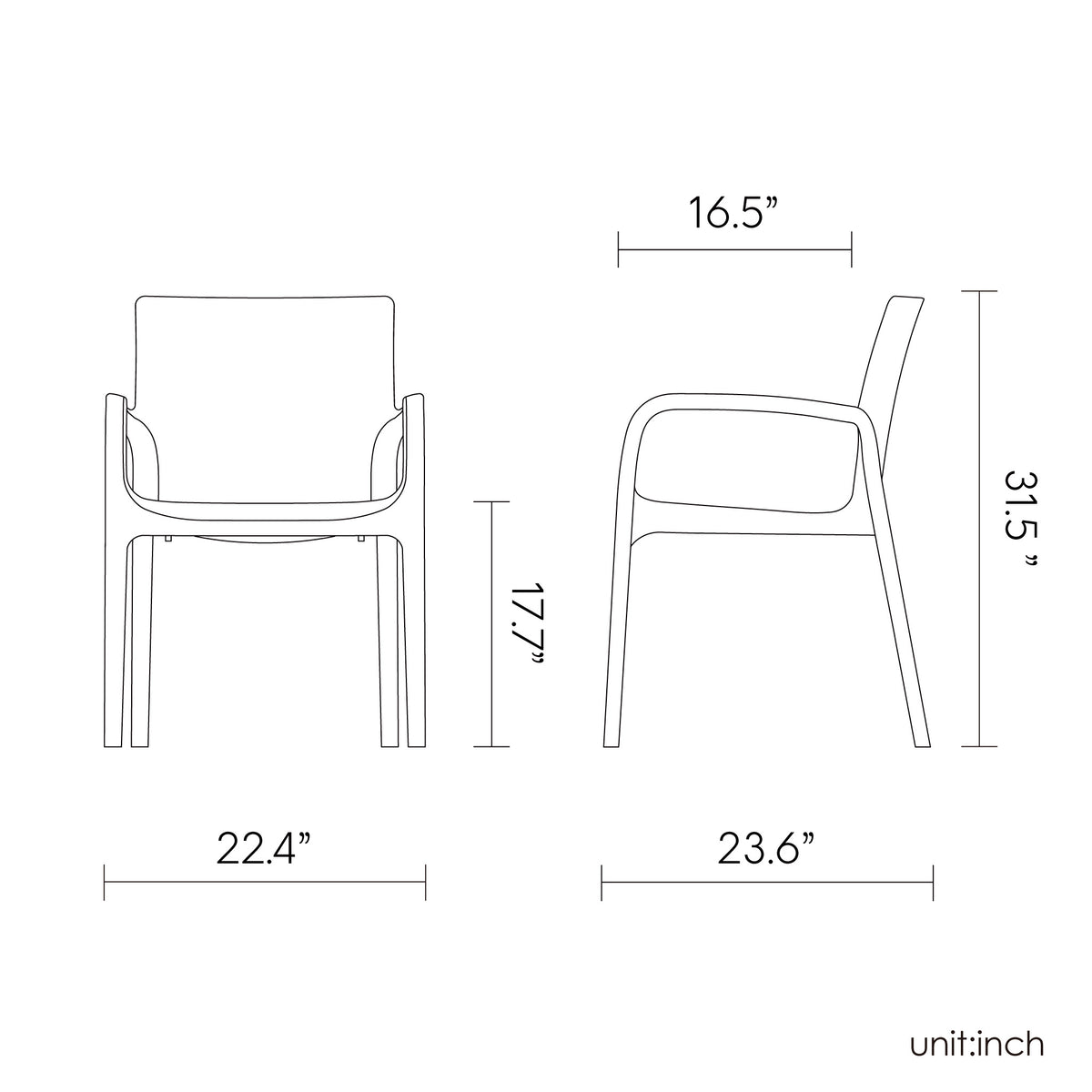 LAGOON KOPPLA STACK-ABLE RATTAN DINNING ARM CHAIR 2 pcs / set