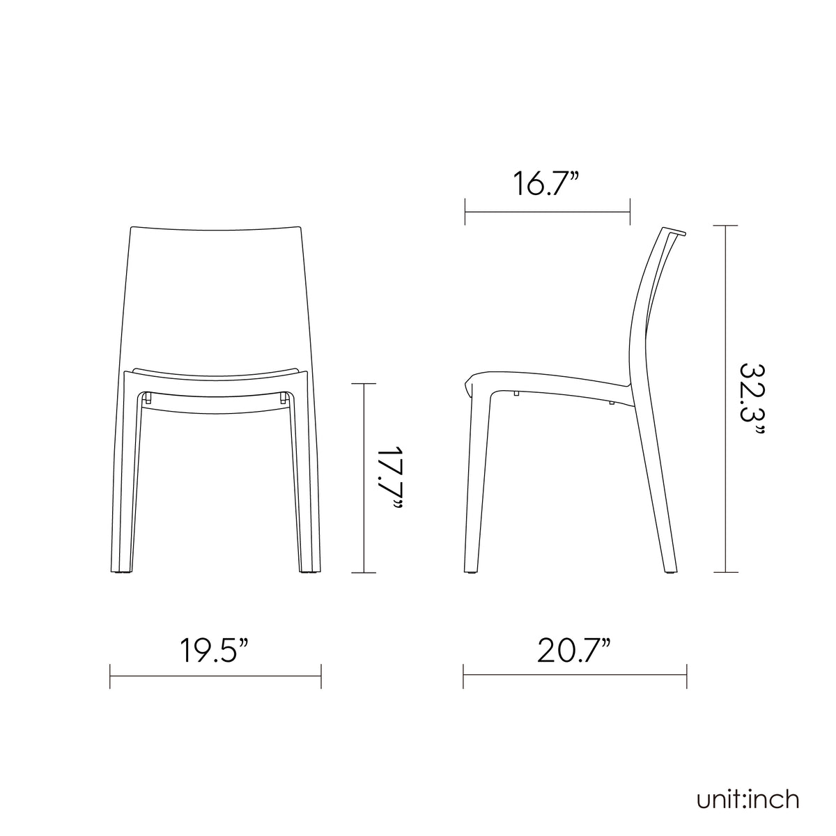 Lagoon Sensilla Stackable Dining Chairs – Modern Indoor & Outdoor Resin Seating (Set of 4)