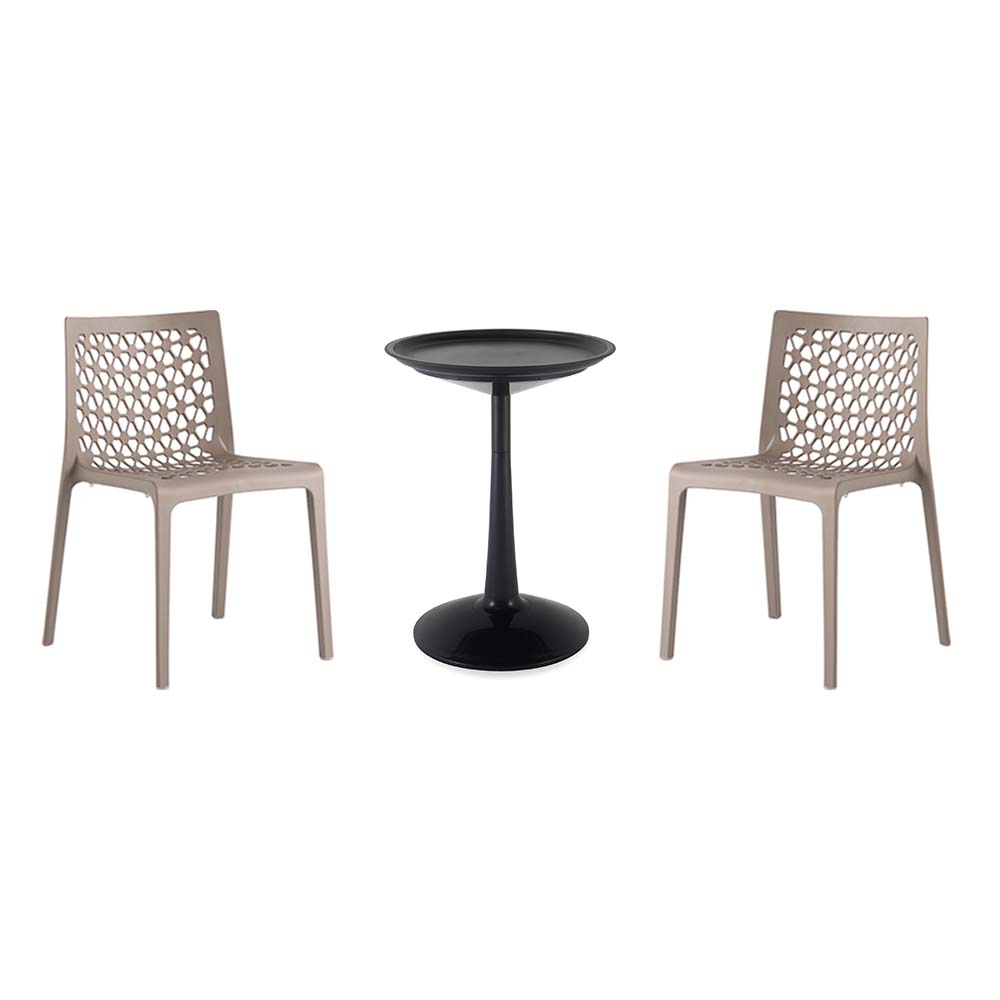 Lagoon Sprout 3-Piece Balcony Bistro Set – Side Table with 2 Milan Dining Chairs