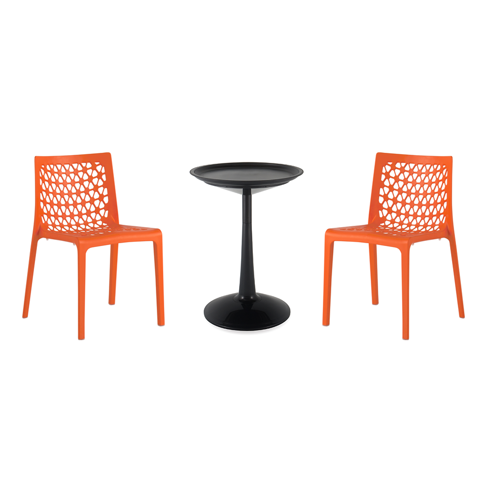 Lagoon Sprout 3-Piece Balcony Bistro Set – Side Table with 2 Milan Dining Chairs