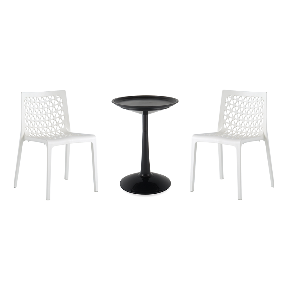 Lagoon Sprout 3-Piece Balcony Bistro Set – Side Table with 2 Milan Dining Chairs