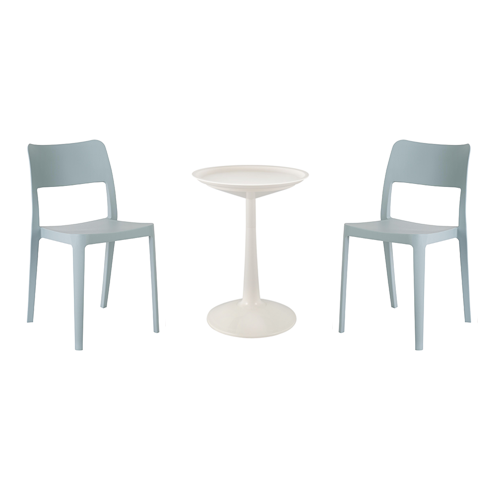 Lagoon Sprout 3-Piece Balcony Bistro Set – Side Table with 2 La Vie Dining Chairs