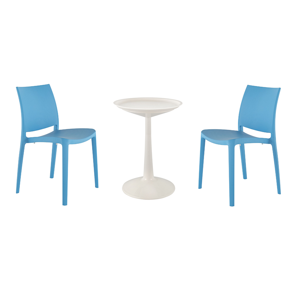 Lagoon Sprout 3-Piece Balcony Bistro Set – Side Table with 2 Sensilla Dining Chairs