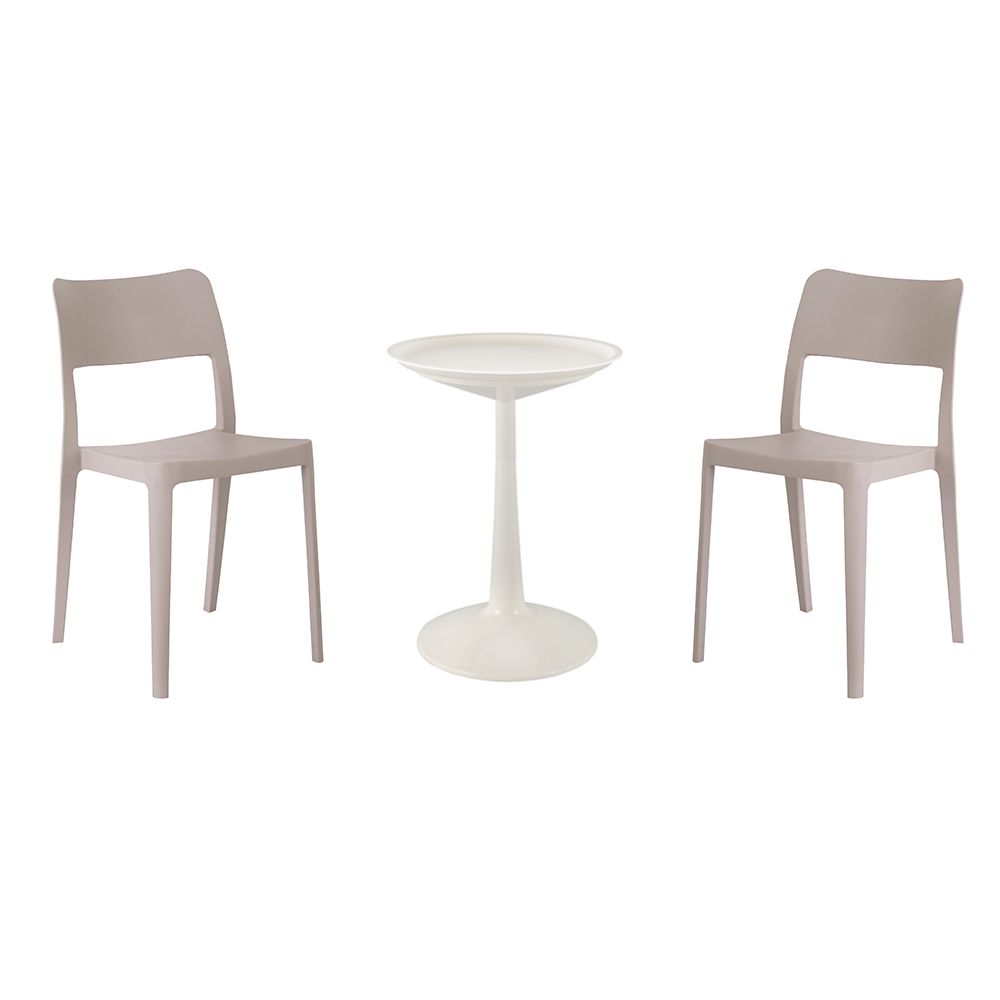Lagoon Sprout 3-Piece Balcony Bistro Set – Side Table with 2 La Vie Dining Chairs