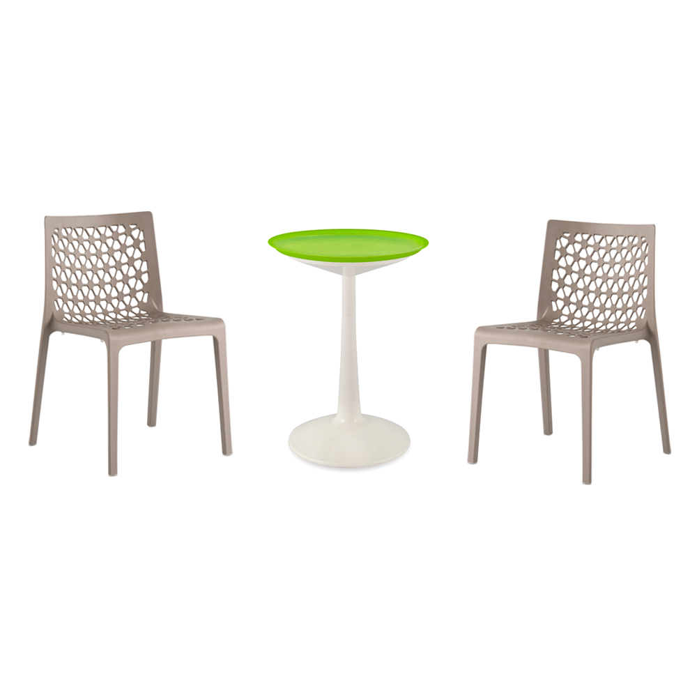 Lagoon Sprout 3-Piece Balcony Bistro Set – Side Table with 2 Milan Dining Chairs