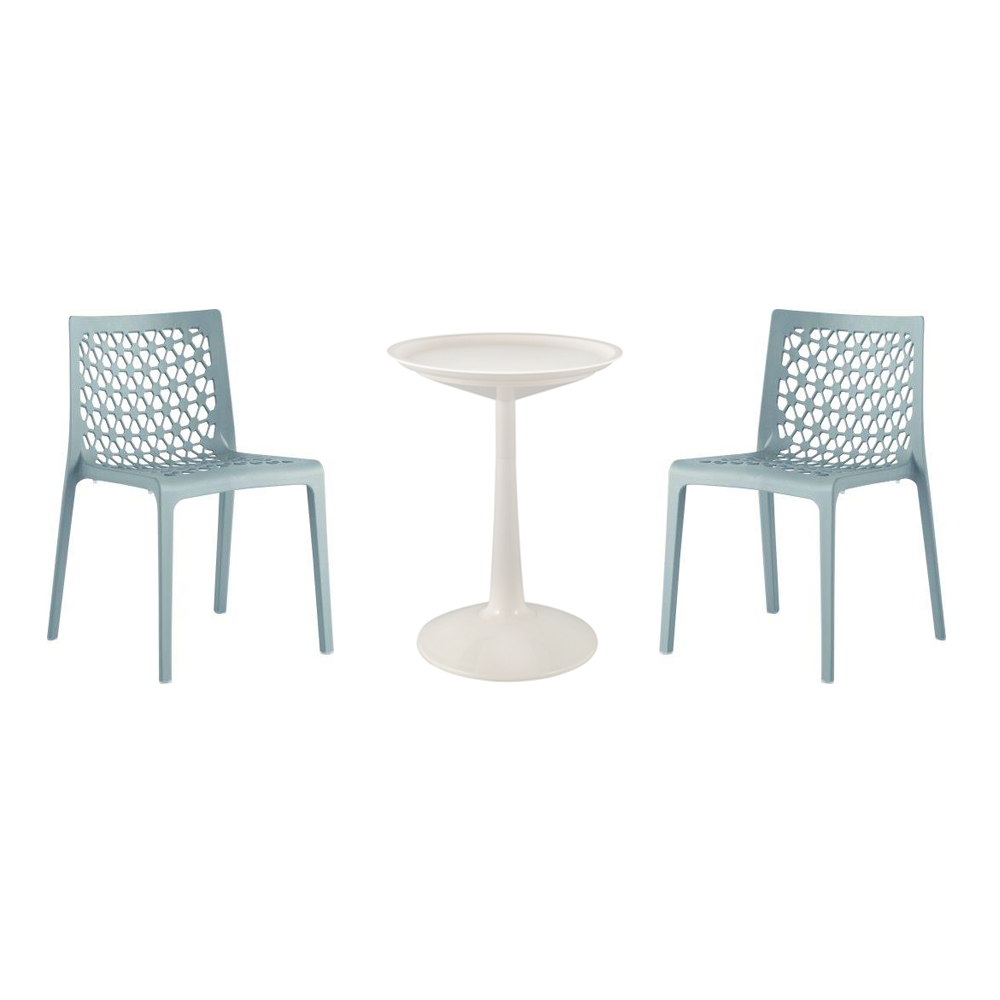 Lagoon Sprout 3-Piece Balcony Bistro Set – Side Table with 2 Milan Dining Chairs