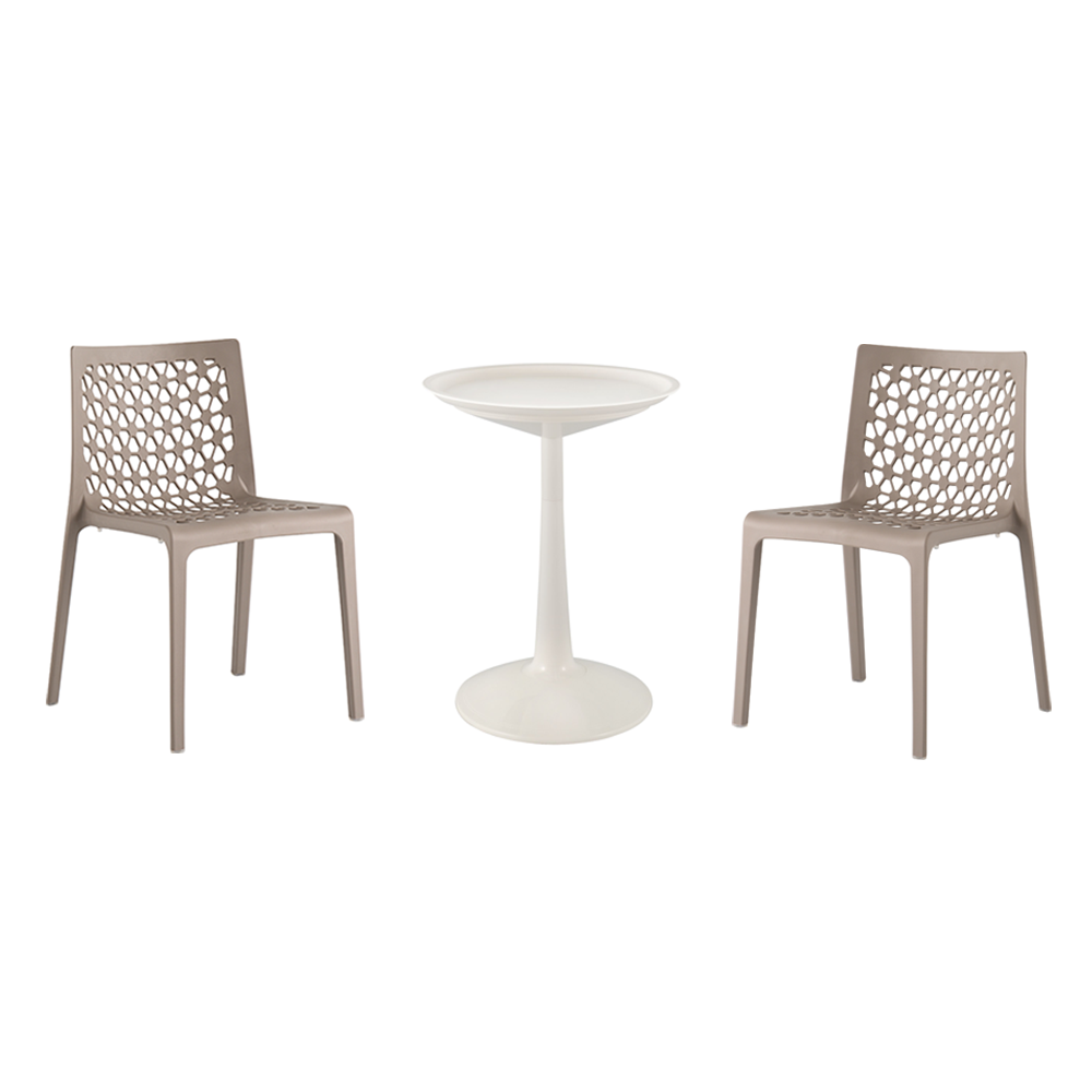 Lagoon Sprout 3-Piece Balcony Bistro Set – Side Table with 2 Milan Dining Chairs