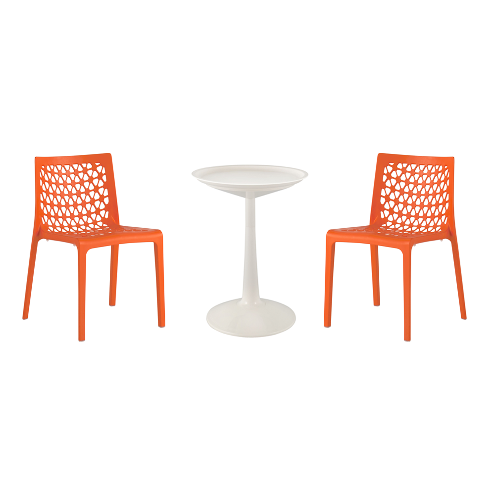 Lagoon Sprout 3-Piece Balcony Bistro Set – Side Table with 2 Milan Dining Chairs