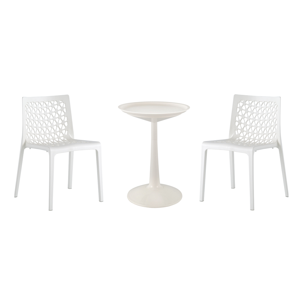 Lagoon Sprout 3-Piece Balcony Bistro Set – Side Table with 2 Milan Dining Chairs